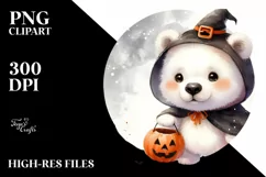 Cute Baby Polar Bear Halloween PNG Product Image 3