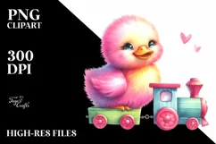 Colorful Smiling Baby Duck Train Clipart Product Image 1