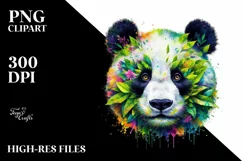 Vibrant Panda with Plant Leaves PNG Product Image 1