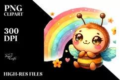 Cute Baby Plush Bee with Rainbow PNG Product Image 3