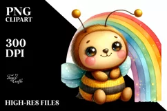 Cute Baby Plush Bee with Rainbow PNG Product Image 3
