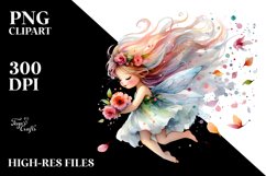 Colorful Watercolor Cute Fairy Petals in Wind Clipart Product Image 3