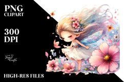 Colorful Watercolor Cute Fairy Petals in Wind Clipart Product Image 1