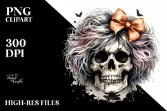 Skull with Hair Bow PNG Product Image 3