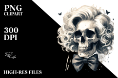 Skull with Hair and Bow Ratattouille PNG Product Image 2