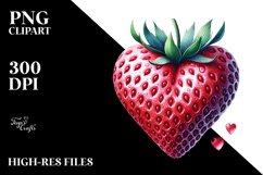 Watercolor Strawberry Heart PNG Product Image 2