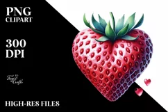 Watercolor Strawberry Heart PNG Product Image 2