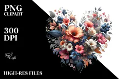 Floral Heart Digital Painting, PNG Product Image 2