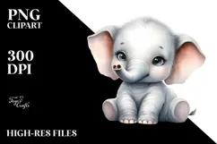 Watercolor Baby Elephant PNG Product Image 2