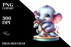 Colorful Small Baby Elephant Resting Clipart Product Image 3
