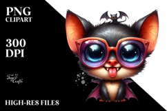Adorable Bat Boy Wearing Sunglasses PNG Product Image 2