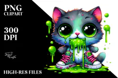 Spooky Cat with Mismatched Shoes PNG Product Image 2