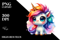 Cute Baby Unicorn with Cool Haircut PNG Product Image 2