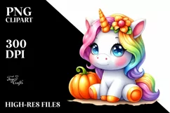 Cute Baby Unicorn Pumpkin | Sublimation Clipart Product Image 3