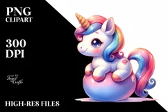 Simple Vibrant Baby Unicorn Clipart Product Image 1