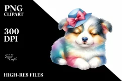Colorful Cute Puppy Sleeping | Clipart Product Image 1