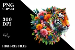 Vibrant Tiger with Plant Leaves PNG Product Image 3