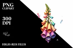 Wooden Stained Foxglove Colorful Pastel Clipart Product Image 3