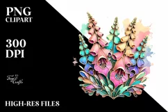 Wooden Stained Foxglove Colorful Pastel Clipart Product Image 3