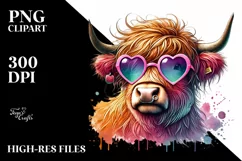Highland Calf with Heart Shaped Sunglasses, Transparent PNG Product Image 2