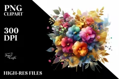 Vibrant Impatiens Bouquet with Hummingbird | Sublimation | Product Image 3
