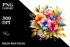 Vibrant Impatiens Bouquet with Hummingbird | Sublimation | Product Image 3