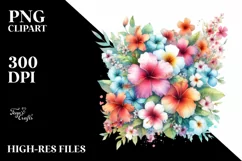 Washed Watercolor Colorful with Small Hawaiian Flowers Product Image 1
