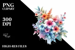 Colorful Hawaiyan Flowers with Small Daisy PNG Product Image 1