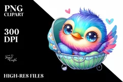 Colorful Baby Hummingbird with Cradle | Clipart Product Image 3