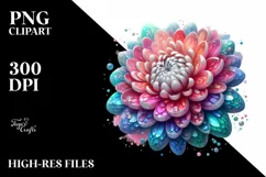 detailed Vibrant Pastel Glossy Chrysanthemum PNG Product Image 3