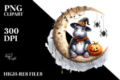 Watercolor Design with Hippo for Halloween, High-Res PNG Product Image 2