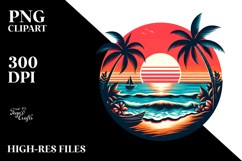 Retro Beach Sunset Clipart Product Image 2