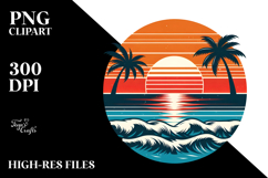 Retro Beach Sunset Clipart Product Image 2