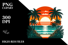 Retro Beach Sunset Clipart Product Image 2