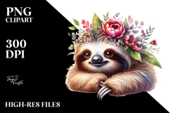 Digital Watercolor Baby Sloth PNG Product Image 2