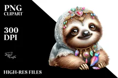 Adorned Baby Sloth with Big Eyes PNG Product Image 2