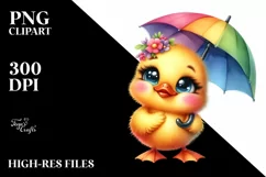 Colorful Cute Baby Duckling with Umbrella | Sublimation | Product Image 3