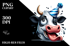 Holstein Cow with Party Hat PNG Product Image 2