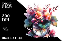 Abstract Watercolor with Begonia | Clipart Product Image 3