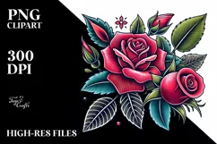 Tattoo Style Rose, Transparent PNG Product Image 2