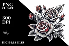 Tattoo Style Rose, Transparent PNG Product Image 2