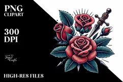 Tattoo Style Rose, Transparent PNG Product Image 2