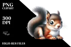 Digital Watercolor Baby Squirrel, Transparent PNG Product Image 2