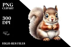 Digital Watercolor Baby Squirrel, Transparent PNG Product Image 2