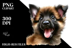 Watercolor Baby Malinois with Big Eyes, Transparent PNG Product Image 2