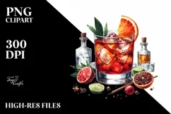 Watercolor Negroni Clipart Product Image 1