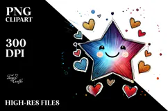 Smiling Star with Hanging Hearts, PNG Product Image 2