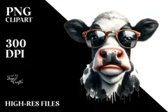 Funny Cow with Sunglasses PNG Product Image 2