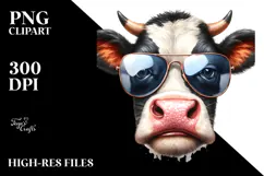 Funny Cow with Sunglasses PNG Product Image 2