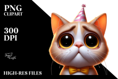 Ridiculously Cute Cat with Party Hat PNG Product Image 2